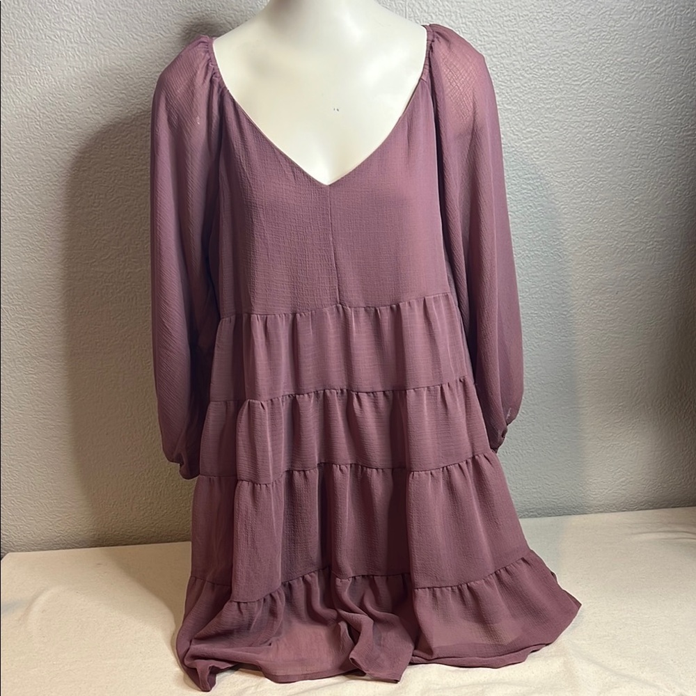 Andrée by Unit Tiered Babydoll Dress – Mauve, Size Large